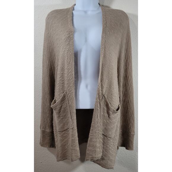 Altar'd State Tan Slub Knit Open Front Cardigan Large Lightweight Soft Stretchy - Picture 1 of 6